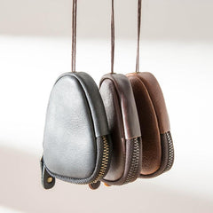 Black Leather Mens Small Car Key Wallet Brown Key Holder Coin Purse For Men - imessengerbags