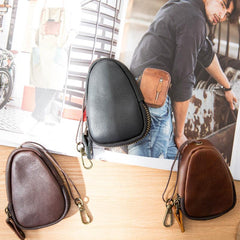 Black Leather Mens Small Car Key Wallet Brown Key Holder Coin Purse For Men - imessengerbags