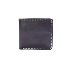 Black Handmade Leather Mens billfold Wallet Bifold Black Front Pocket Wallet Small Wallet For Men - imessengerbags