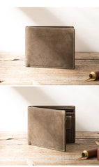 Handmade Black Leather Mens Small Wallet Bifold Card Wallet Front Pocket Wallet billfold Wallet for Men - imessengerbags