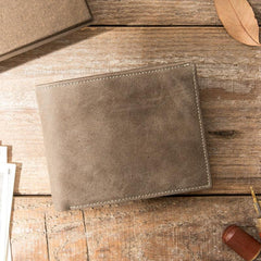 Handmade Black Leather Mens Small Wallet Bifold Card Wallet Front Pocket Wallet billfold Wallet for Men - imessengerbags