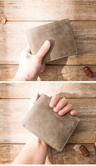 Handmade Black Leather Mens Small Wallet Bifold Card Wallet Front Pocket Wallet billfold Wallet for Men - imessengerbags