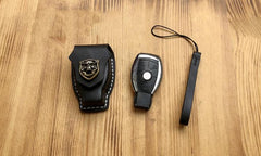 Handmade Black Leather Mercedes-Benz C S E Mens Car Key Case Mercedes-Benz Car Key Holder - imessengerbags