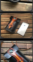 Handmade Black Leather Waist Bag Belt Pouch Belt Small Messenger Bag Side Bags For Men - imessengerbags