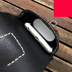 Handmade Black Leather Waist Bag Belt Pouch Belt Small Messenger Bag Side Bags For Men - imessengerbags
