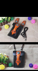 Handmade Black Leather Waist Bag Belt Pouch Belt Small Messenger Bag Side Bags For Men - imessengerbags