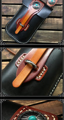 Handmade Black Leather Waist Bag Belt Pouch Belt Small Messenger Bag Side Bags For Men - imessengerbags