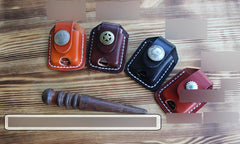 Handmade Mens Brown Leather Classic Zippo Lighter Case Zippo Lighter Holder with Belt Loop - imessengerbags