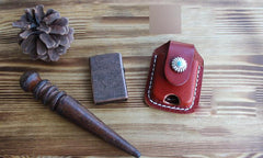 Handmade Mens Brown Leather Classic Zippo Lighter Case Zippo Lighter Holder with Belt Loop - imessengerbags