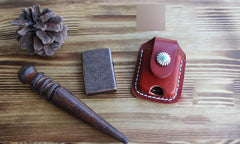 Handmade Mens Brown Leather Classic Zippo Lighter Case Zippo Lighter Holder with Belt Loop