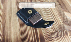 Handmade Mens Black Leather Classic Zippo Lighter Cases Tan Zippo Lighter Holder with Belt Clip