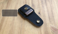 Handmade Mens Black Leather Classic Zippo Lighter Case Belt Zippo Lighter Holder with Belt Clip