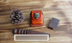 Handmade Mens Brown Leather Classic Zippo Lighter Case Belt Zippo Lighter Holder with Belt Clip - imessengerbags