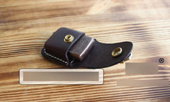 Handmade Mens Brown Leather Classic Zippo Lighter Case Belt Zippo Lighter Holder with Belt Clip - imessengerbags