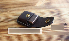 Handmade Mens Brown Leather Classic Zippo Lighter Case Belt Zippo Lighter Holder with Belt Clip