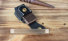 Mens Black Leather Classic Zippo Lighter Cases Handmade Zippo Lighter Holder with Belt Loop - imessengerbags