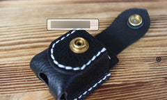 Mens Black Leather Armor Zippo Lighter Cases Handmade Tan Zippo Lighter Holder with Belt Loop - imessengerbags