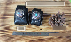 Mens Black Leather Armor Zippo Lighter Cases Handmade Tan Zippo Lighter Holder with Belt Loop - imessengerbags