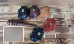 Mens Black Leather Standard Zippo Lighter Cases Handmade Tan Zippo Lighter Holder with Belt Loop - imessengerbags