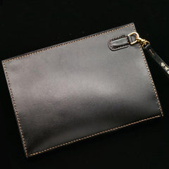 Black Handmade Tooled Leather Chinese Dragon Clutch Wallets Wristlet Bag Clutch Purse For Men - imessengerbags