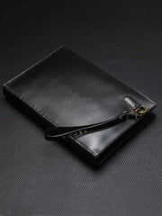Black Handmade Tooled Leather Chinese Dragon Clutch Wallets Wristlet Bag Clutch Purse For Men - imessengerbags
