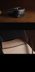 Black Handmade Tooled Leather Monster Small Vertical Courier Bag Messenger Bag For Men - imessengerbags