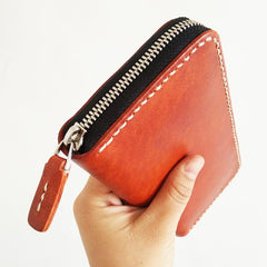 Black Handmade Vintage Mens Yellow-Brown Bifold Zipper Leather Long Wallet Cool Long Wallet for Men - imessengerbags