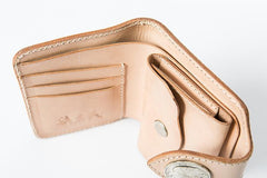 Beige Handmade Leather Mens Snakeskin billfold Biker Wallet Bifold SMall Wallet For Men - imessengerbags