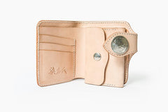 Beige Handmade Leather Mens Snakeskin billfold Biker Wallet Bifold SMall Wallet For Men - imessengerbags
