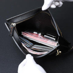 Black Handmade Tooled Leather Chinese Dragon Clutch Wallet Wristlet Bag Clutch Purse For Men - imessengerbags