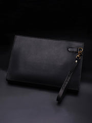 Black Handmade Tooled Leather Carp Chinese Dragon Clutch Wallet Wristlet Bag Clutch Purse For Men - imessengerbags