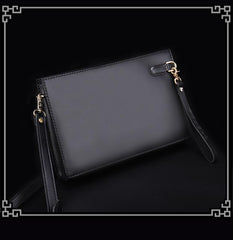 Handmade Black Tooled Dragon Carp Leather Clutch Wristlet Bag Messenger Bag Side Bag For Men - imessengerbags