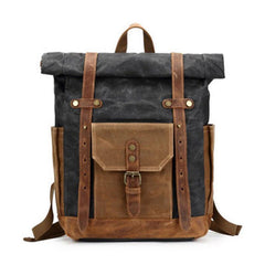 Black Khaki waxed cotton rucksack