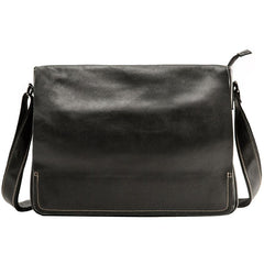 Black Large Leather Mens Cool Messenger Bags Shoulder Bags  for Men - imessengerbags