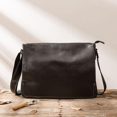 Black Large Leather Mens Cool Messenger Bags Shoulder Bags  for Men - imessengerbags