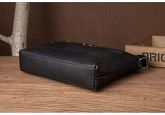 Cool Black Leather Mens Postman Bag Messenger Bags Side Bag Courier Bags for Men - imessengerbags