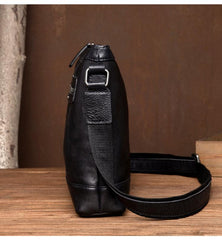 Cool Black Leather Mens Postman Bag Messenger Bags Side Bag Courier Bags for Men - imessengerbags