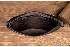 Cool Black Leather Mens Postman Bag Messenger Bags Side Bag Courier Bags for Men - imessengerbags