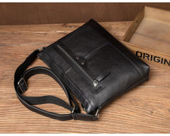 Cool Black Leather Mens Postman Bag Messenger Bags Side Bag Courier Bags for Men - imessengerbags