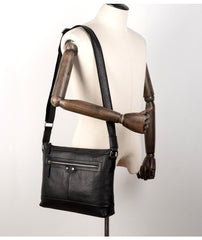 Cool Black Leather Mens Postman Bag Messenger Bags Side Bag Courier Bags for Men - imessengerbags