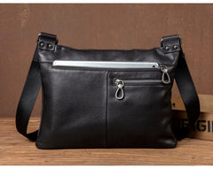 Fashion Black Leather 10 inches Mens Courier Bag Messenger Bags Postman Bag for Men