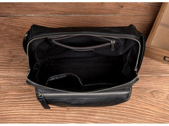 Cool Black Leather 10 inches Mens Messenger Bags Small Courier Bags Postman Bag for Men - imessengerbags