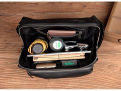 Cool Black Leather 10 inches Mens Messenger Bags Small Courier Bags Postman Bag for Men - imessengerbags