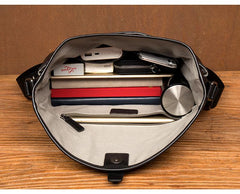 Fashion Black Leather 12 inches Mens Small Courier Bag Messenger Bags Postman Bag for Men - imessengerbags
