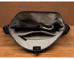 Fashion Black Leather 12 inches Mens Small Courier Bag Messenger Bags Postman Bag for Men - imessengerbags