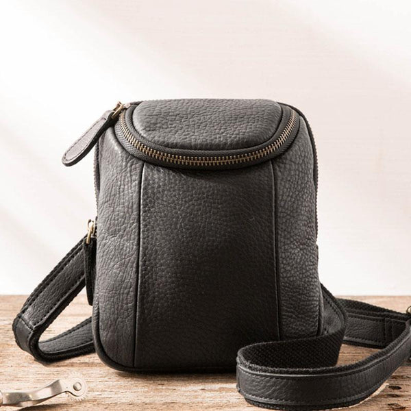 Black Leather Belt Pouch Mens Waist Bag Shoulder Bag for Men - imessengerbags