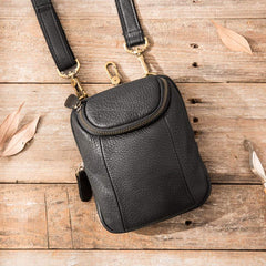 Black Leather Belt Pouch Mens Waist Bag Shoulder Bag for Men - imessengerbags