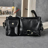 Black Leather Fanny Pack Mens Waist Bag Hip Pack Belt Bag for Men - imessengerbags