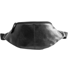 Black Mens Leather Fanny Packs Sling Bag Waist Bag Hip Pack Belt Bag Chest Bag for Men - imessengerbags