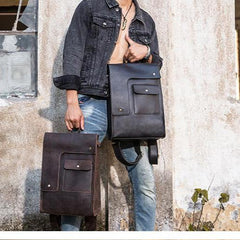 Best Laptop Travel Backpack Leather Mens Backpack Leather Backpack For College 15'' Leather Laptop Backpack